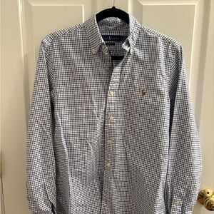 Ralph Lauren Men's Blue and White Plaid Shirt